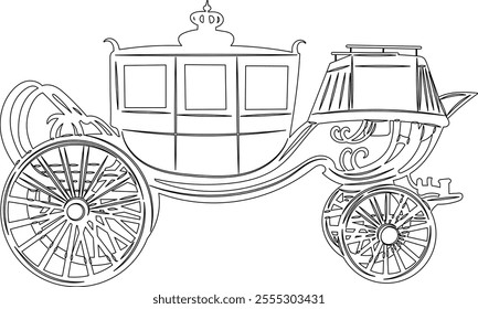 carriage sketch on white background, vector