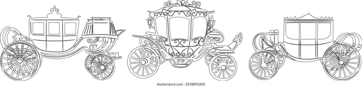 carriage sketch on a white background, vector