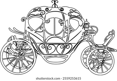 carriage sketch on white background, vector