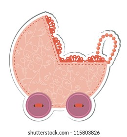 Carriage sticker for scrapbook design. Vector illustration
