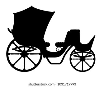 carriage for transportation of people black outline silhouette vector illustration isolated on white background