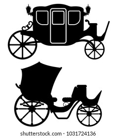 carriage for transportation of people black outline silhouette vector illustration isolated on white background