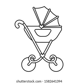 Carriage vector icon. Line vector icon isolated on white background carriage.