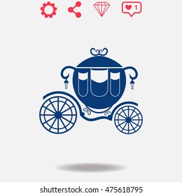 Carriage vector icon on grey background.