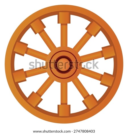 Carriage wheel. Ancient transport technology cartoon icon