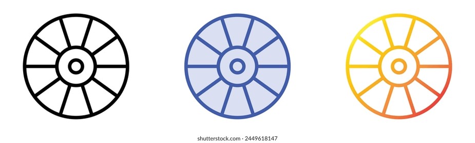 carriage wheel icon. Linear, Blue Fill and Gradient Style Design Isolated On White Background