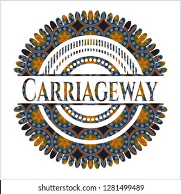 Carriageway arabic emblem background. Arabesque decoration.
