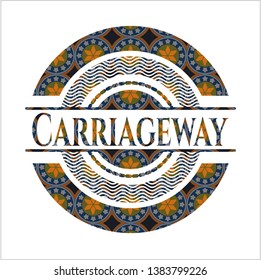 Carriageway arabic emblem background. Arabesque decoration.