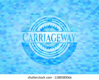 Carriageway realistic sky blue emblem. Mosaic background