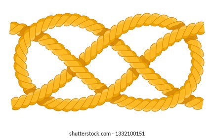 Carrick band knot. Fastenings for masts, rey, sails. Carrick band knot vector flat icon isolated on white