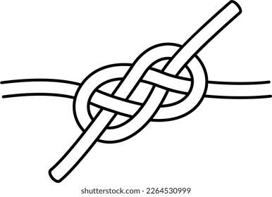 Carrick bend rope knot. Vector outline icon.