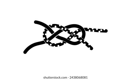 Carrick bend, Sailor's breastplate, black isolated silhouette