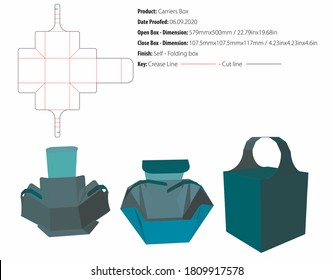 Carrier box packaging design template selflock die cut - vector