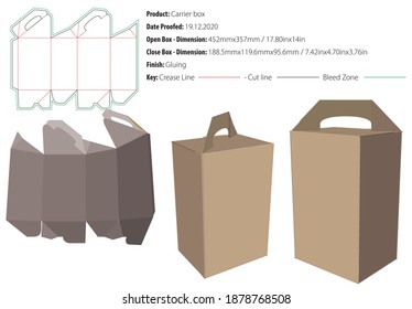 Carrier box packaging design template for any kind of product selflock gluing die cut - vector