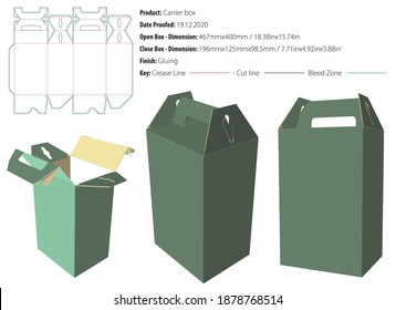 Carrier box packaging design template for any kind of product selflock gluing die cut - vector