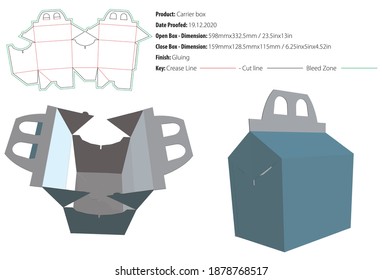 Carrier box packaging design template for any kind of product selflock gluing die cut - vector