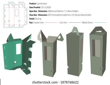 Carrier box packaging design template for any kind of product selflock gluing die cut - vector