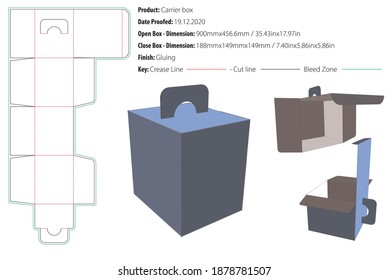 Plantilla de diseño de empaquetado de caja portadora para cualquier tipo de producto autobloqueo de corte de moldeo de pegado - vector