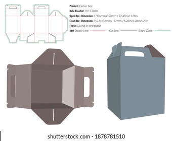 Carrier box packaging design template for any kind of product selflock gluing die cut - vector
