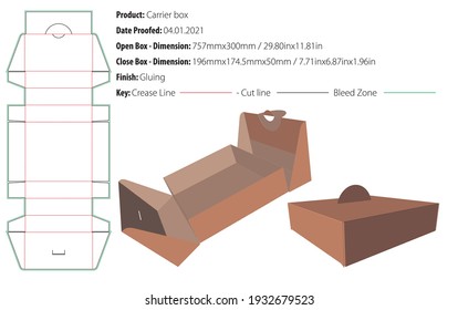 Plantilla de diseño de empaquetado de caja portadora para cualquier tipo de corte de muda de pegado de productos - vector