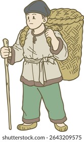 Um porta-aviões vestido com trajes tradicionais que transportava mercadorias da Gaya, um antigo país da Coreia