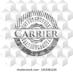 Carrier grey badge with geometric cube white background
