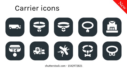 carrier icon set. 10 filled carrier icons.  Collection Of - Cargo truck, Collar, Post office, Forklift, Mosquito icons