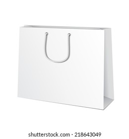 Carrier Paper Bag White. Illustration Isolated On White Background. Ready For Your Design. Product Packing Vector