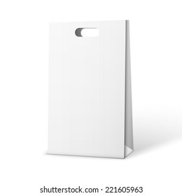 Carrier Paper Bag White. Illustration Isolated On White Background. 