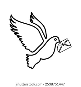 Gráficos de vetor de linha de ícone Carrier Pigeon