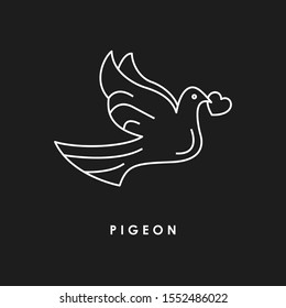 Carrier pigeon icon vector, filled flat sign, solid pictogram isolated on white. Dove symbol, logo illustration. Pixel perfect