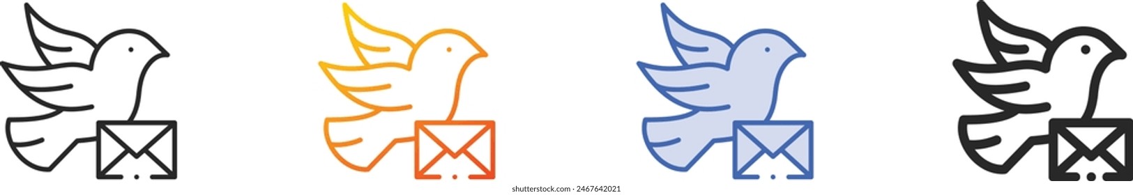 carrier pigeon icon.Thin Linear, Gradient, Blue Stroke and bold Style Design Isolated On White Background