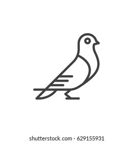 Carrier pigeon line icon, outline vector sign, linear style pictogram isolated on white. Dove Symbol, logo illustration. Editable stroke. Pixel perfect