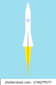 A carrier rocket with astronauts flies to the international space station. Space program. The conquest of space by man. Space trip. Poster. Template for text. Vector image.