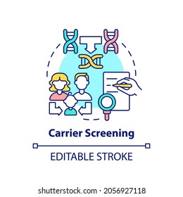 Carrier screening concept icon. Diagnostics for inherited illness for children. Genetic disease idea thin line illustration. Vector isolated outline RGB color drawing. Editable stroke