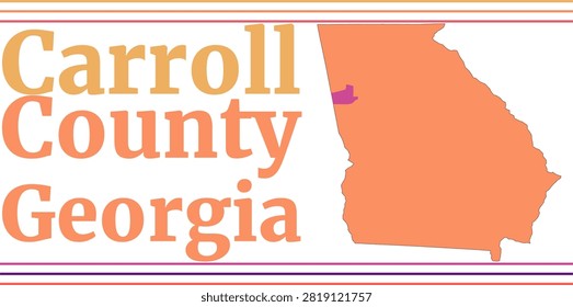 Carroll County Georgia Highlighted on State Map