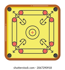 A carrom board game icon in flat style 