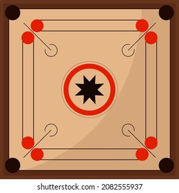 Carrom board game, illustration, vector on a white background.