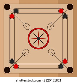 Placa de carrom, ilustración, vector sobre fondo blanco.