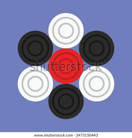 Carrom Dice Coins Vector Illustration Icon Carrom wooden pawn board game vector