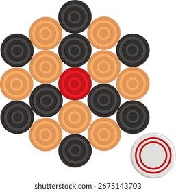 carrom pawns top view vector.
