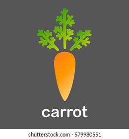 Carrot 3D paper vector icon. Vegan orange origami icon illustration. Vegetable in flat style. Farm eco logo.