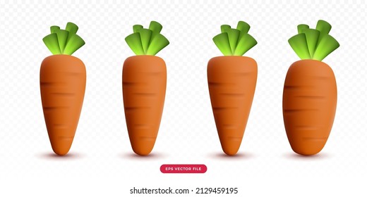 Carrot 3d render vector icon collections set