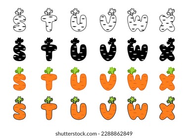 Carrot alphabet in cartoon style