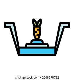 Carrot animal trap icon. Outline carrot animal trap vector icon color flat isolated
