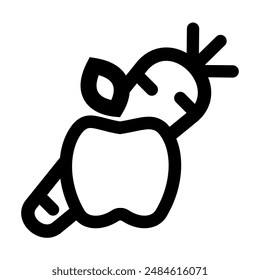 Carrot and apple composition icon in line art style