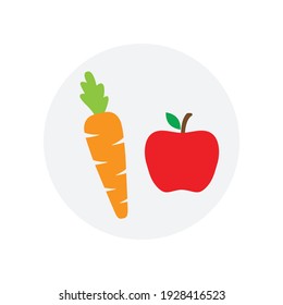 Carrot And Apple Icon. Diet Vector Symbol Detox