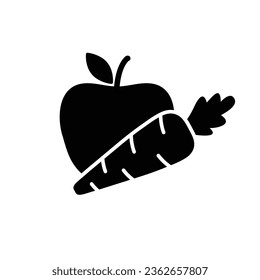 carrot and apple icon. diet vector symbol detox