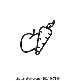 Carrot and apple line icon. vegetarian symbol. Design template vector
