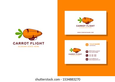carrot balloon logo design template use orange color with business card